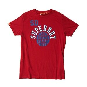 Superdry Men's T-shirt Tee Red Vintage Logo College Size Large